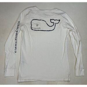 Vineyard Vines Graphic Pocket T-shirt Women XXS White Long Sleeve